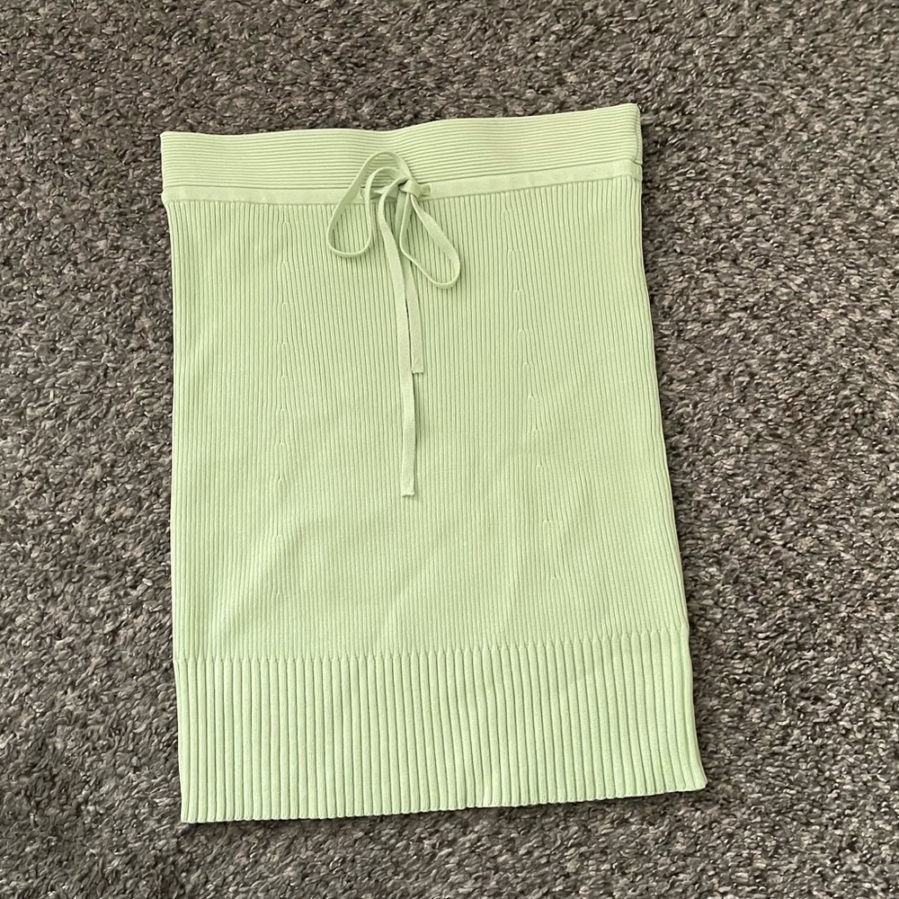 Jonathan Simkhai Page Compact Rib Mini Skirt In Pear Size XS - Picture 6 of 9